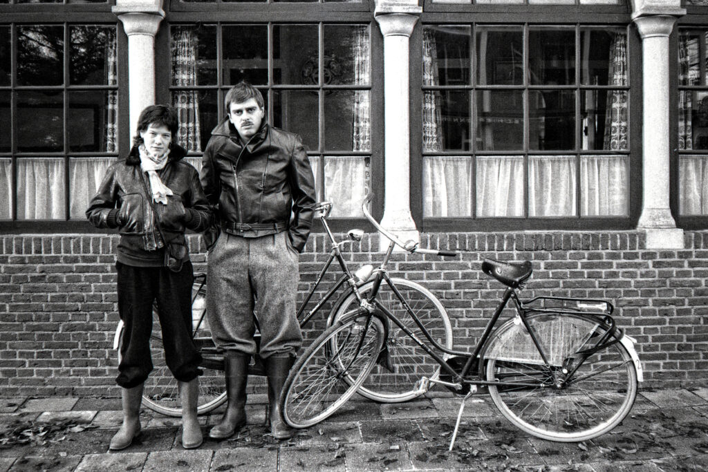 Sheila and Roderic with bikes - Shiermonnikoog  ‘Woyzeck’ and ‘WE’ tour 1979
