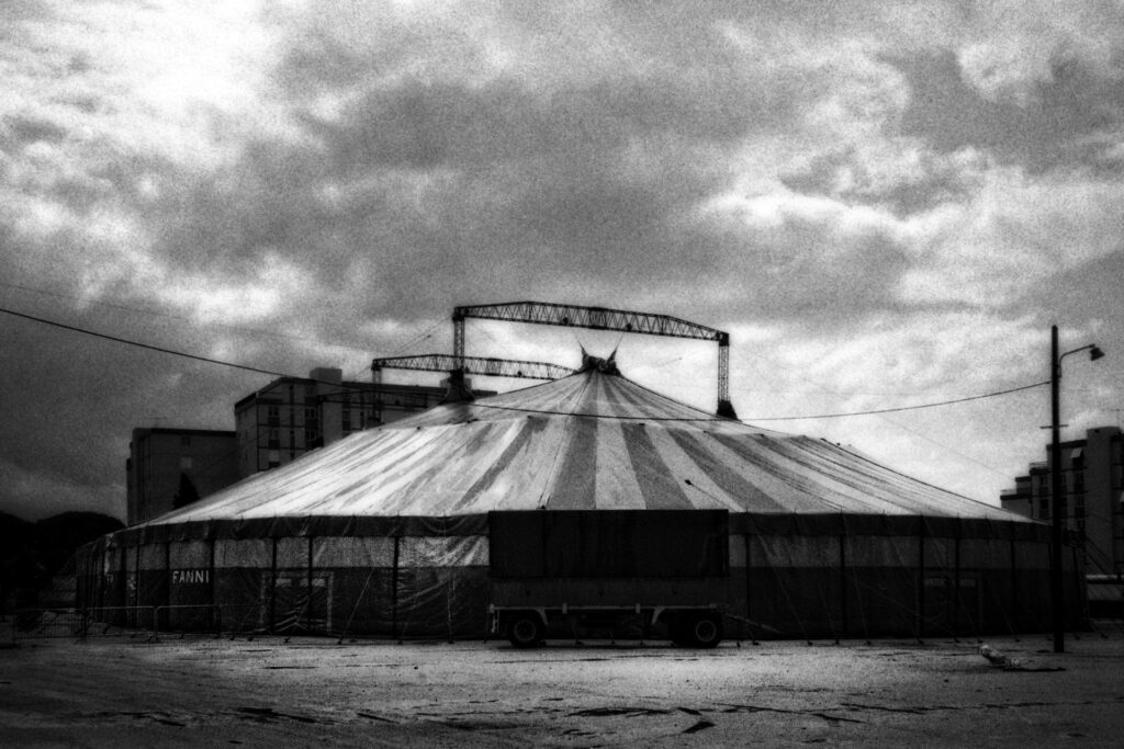 One of the many tents where we perform ‘The Ballista’ Toulon 1986